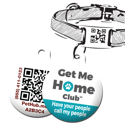 PetHub Get Me Home Club Digital Pet ID Tag on collar